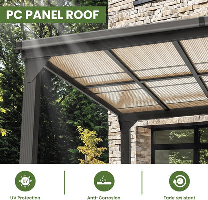 10 * 12FT Pergola,4 * 5 Inch Thickened Pillars & Enlarged Base,Outdoor Hardtop Lean to Gazebo,Wall Mounted Pergola,Pergolas Gazebos Clearance,Aluminum Frame Pergola,Uv Resistant Patio Roof