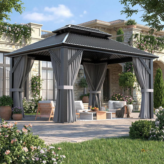 10'X12' Outdoor Aluminum Gazebo Dark Gray