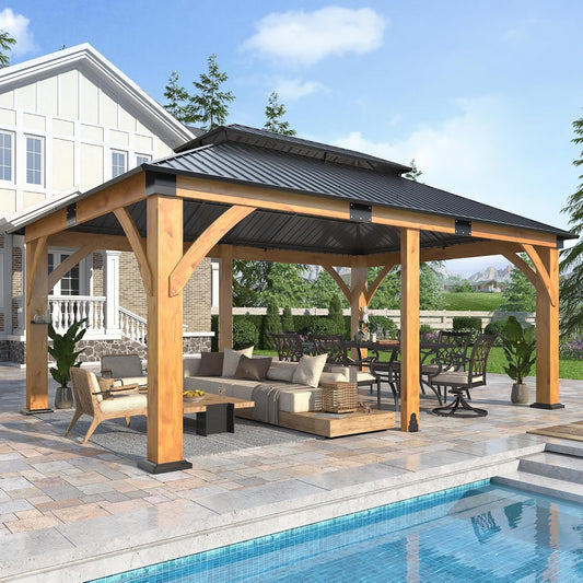 12’X 20’ Outdoor Spruce Wood Gazebo