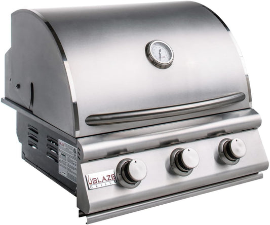 Outdoor Kitchen Grill | 25- Inch Built-In Propane Gas Grill | 3 Burner Barbecue | Premium BBQ | Commercial Grade Grilling Experience | Best in Class Warranty | Prelude LBM BLZ-3LBM-LP