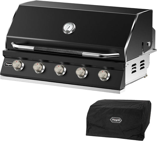Hygrill STD Series 40-Inch Built in Grill, 5-Burner Grill Head, Black