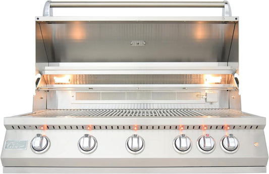 Professional Built-In Burner Gas Grill with Infrared Back Burner | Stainless Steel Gas Grill for Outdoor Kitchen, Backyard Barbecue Cooking, Patio | 40 Inch
