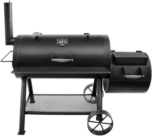 Longhorn Reverse Flow Offset Charcoal Smoker and Grill with 1060 Sq. In. Cooking Area in Black