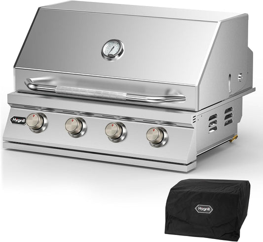 Hygrill STD Series 32-Inch Built in Grill, Stainless Steel 4-Burner Grill